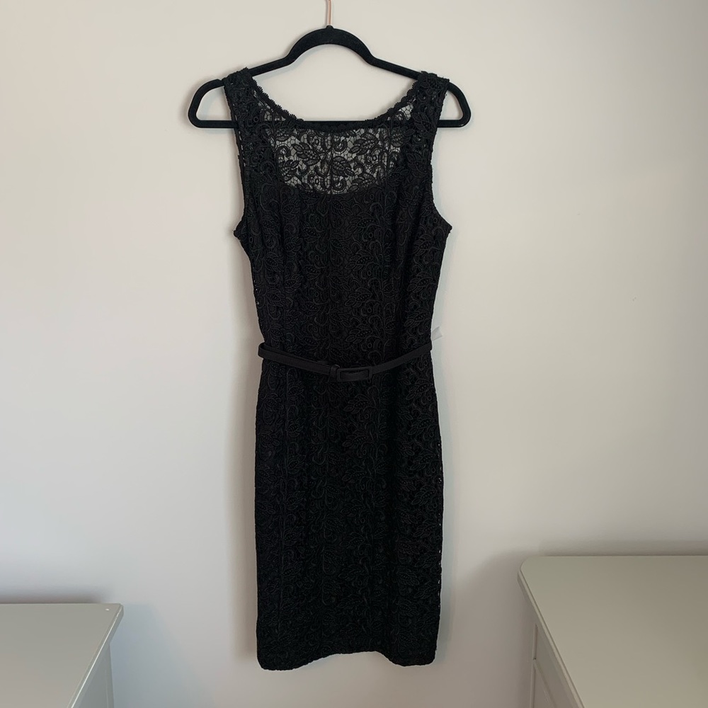WORN ONCE - Black Lace Dress w/ Belt